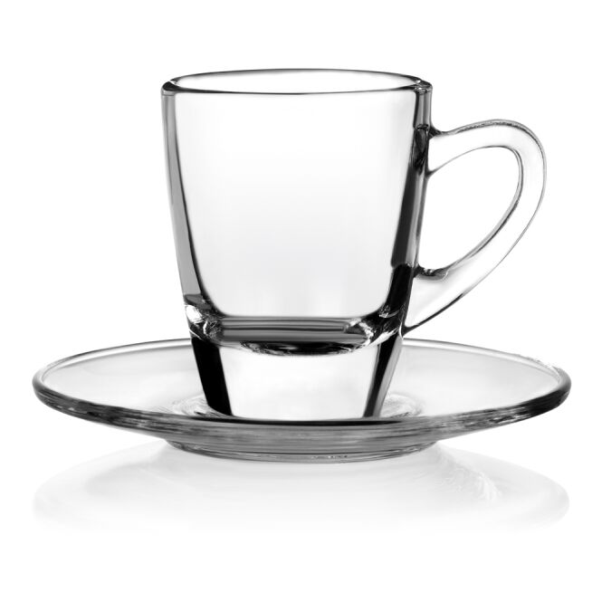 Werbeartikel Kenia Espresso Glas-Untertasse mit Logodruck – hochwertiges Zubehör für Gastronomie und Kaffeepausen im Büro
