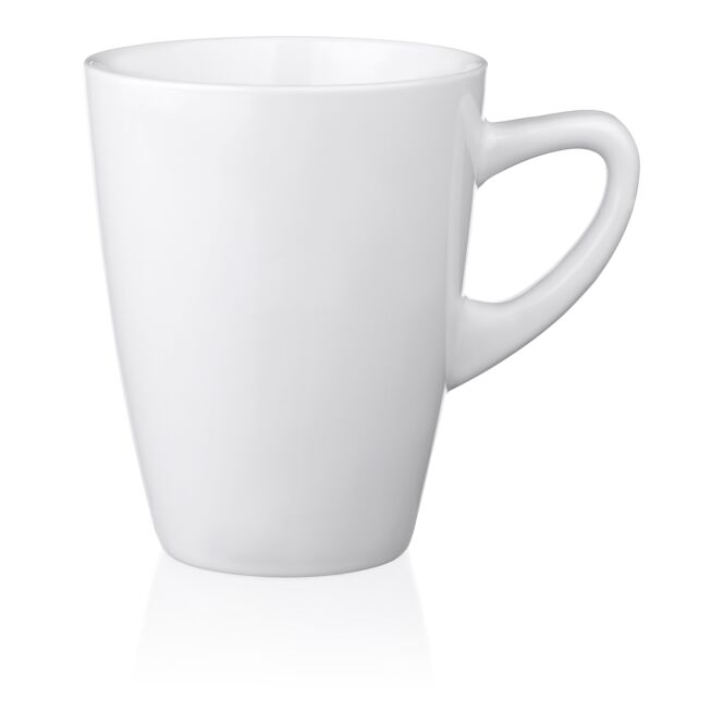 Werbeartikel Rastal Kenia Porzellantasse mit Logodruck – hochwertiges Porzellan – formschöner Kaffeebecher für Büro und Konferenz