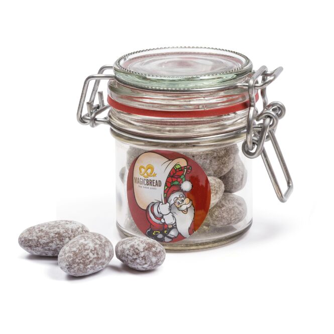 Streuartikel Nostalgie Glas – fruchtgummi – mit Logo bedruckt 150g als Werbemittel auf Messen für potenzielle Kunden und Geschäftspartner