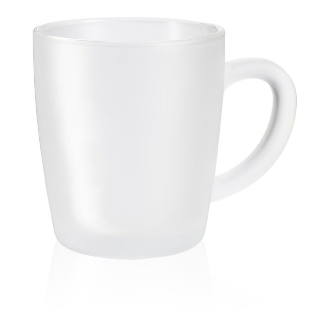 Werbeartikel Rastal Basic Glastasse mit Logodruck – gehärtet und satiniert – edles Trinkgefäß für Unternehmen und Büros