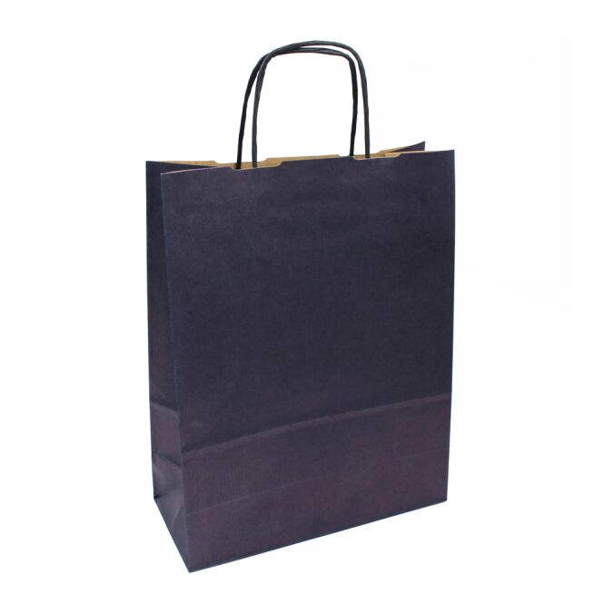 Werbeartikel Krafttasche Color mit Logodruck – 25x11x32 cm – Blau – Papiertüte für Handel und Messen