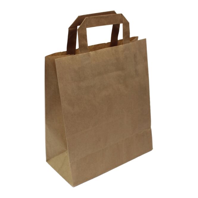 Messeartikel Papiertüte Krafttasche – braun – mit individuellem Logodruck 18x8,5x23 cm 80g/m² elegante Geschenktüte für Kundenpräsente