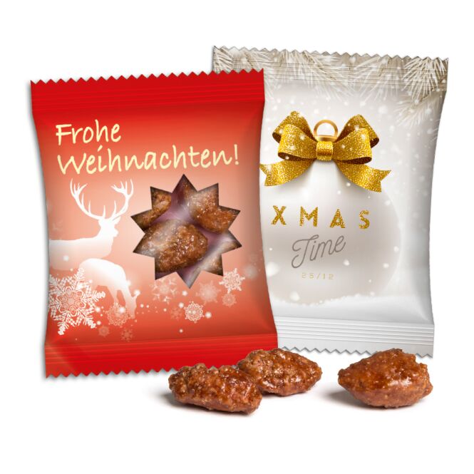 Streuartikel Gebrannte Mandeln – weihnachtsmarkt-duft – mit bedrucktem Etikett als Weihnachtsgeschenk für Kunden und Partner