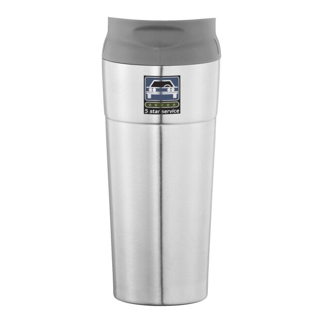 Kundengeschenk Zissou Isolierbecher mit Express-Gravur – 500 ml – Silber – doppelwandiger Edelstahlbecher für Mitarbeiter und Büro