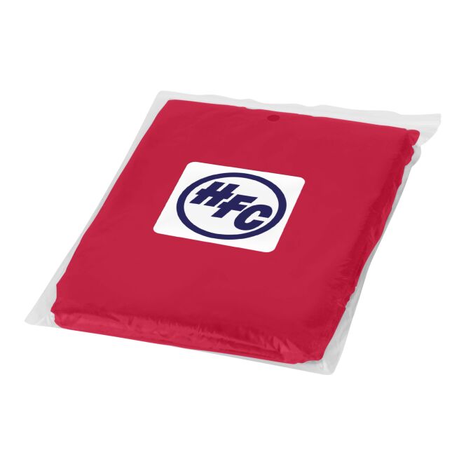 Werbeartikel Regenponcho Ziva – rot – mit Logo bedruckt 48h Express-Druck 90 x 120 cm