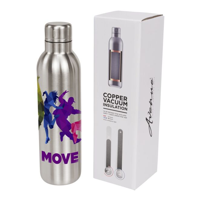 Firmengeschenk Odin 510 ml Isolierflasche mit Express-Gravur – Mattsilber – doppelwandige Thermosflasche für Büro und Außendienst