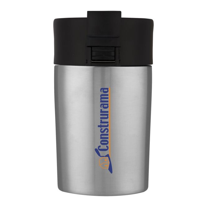 Firmengeschenk Jetta Vakuum-Isolierbecher mit Express-Gravur – 180 ml doppelwandig – Silber – isolierter Edelstahlbecher für das Büro