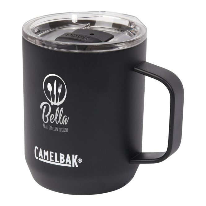 Firmengeschenk CamelBak Horizon Campingbecher mit Express-Gravur – 350 ml – Schwarz – doppelwandiger Thermobecher für Büro und Outdoor
