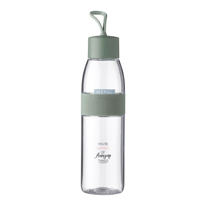 Firmengeschenk Trinkflasche Mepal Ellipse – salbei – mit 48h Express-Druck 500ml BPA-frei auslaufsicherer robuster Wasserbehälter