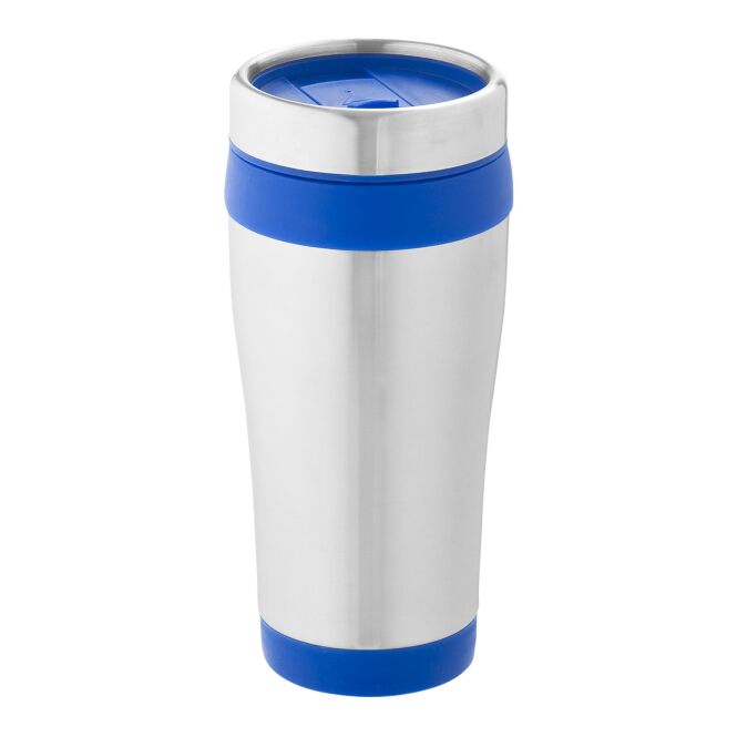 Werbeartikel Thermobecher Elwood – blau – mit 48h Express-Gravur 410 ml nachhaltig für das Mitarbeiter-Onboarding