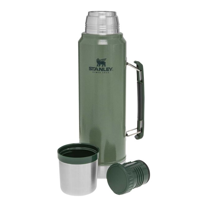 Firmengeschenk Stanley 1000 ml Classic Legendary Isolierflasche mit Express-Gravur – Waldgrün – hochwertige Thermoskanne für Büro & Business