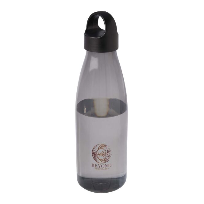 Mitarbeitergeschenk Trinkflasche Bergen – schwarz – 48h Express-Logodruck 800ml 100% rPET BPA-frei EFSA-zertifiziert nachhaltige Mehrwegflasche