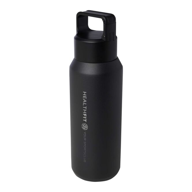 48h Express-Druck Nachhaltiger Werbeartikel Astra 600 ml RCS-zertifizierte Kupfer-Vakuum Isolierflasche aus recyceltem Edelstahl – schwarz – mit Logo