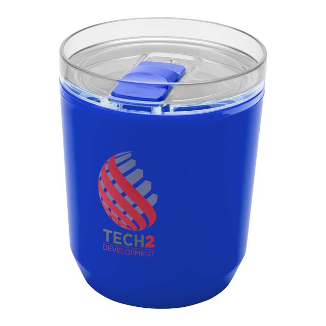 Werbeartikel Kaffee to go Becher Hudson – blau – mit Logo im 48h Express-Druck 180 ml nachhaltiger Mehrwegbecher für die Büroküche