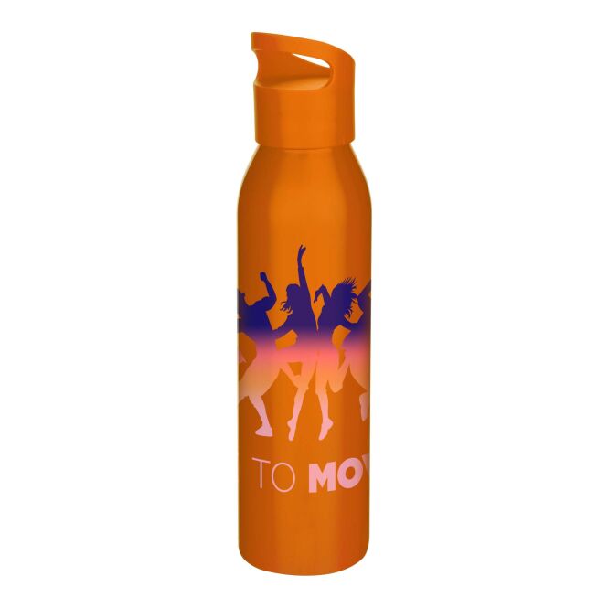 48h Express-Druck Nachhaltiger Werbeartikel Sky 650 ml RCS-zertifizierte, einwandige Trinkflasche aus recyceltem Edelstahl – orange – mit Logo