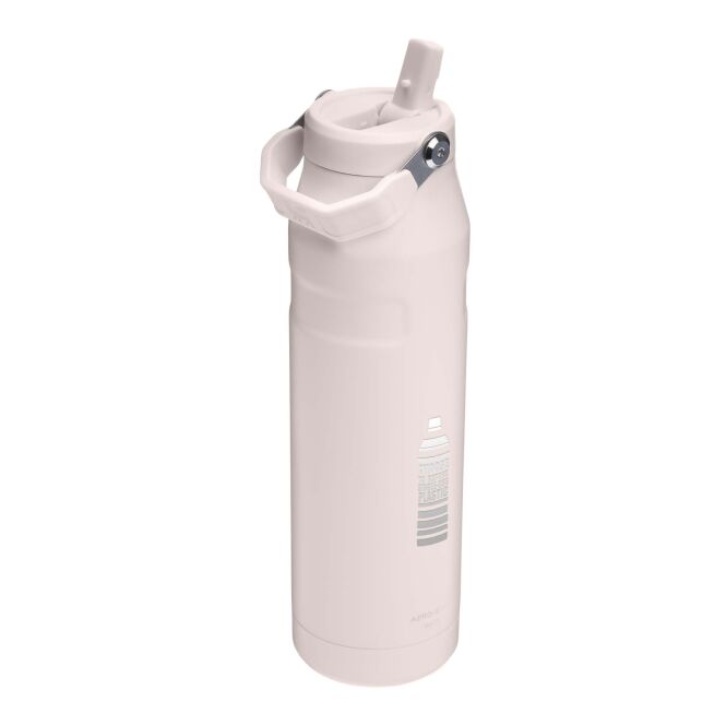 Firmengeschenk IceFlow 2.0 mit Express-Gravur – 1060 ml aus Edelstahl – Hellrosa – Isolierte Trinkflasche für Training und Büro