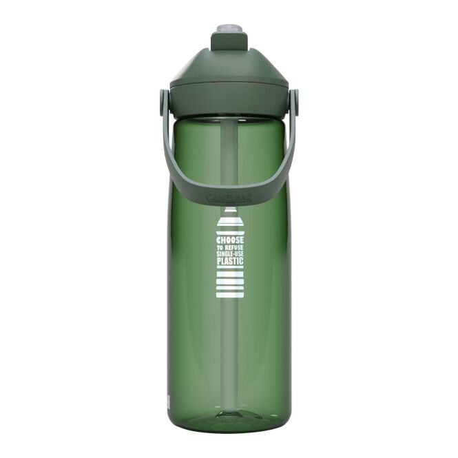 Mitarbeitergeschenk Trinkflasche Camelbak Thrive Flip – waldgrün – mit 48h Express-Logodruck 750ml 50% rPET nachhaltige Mehrwegflasche