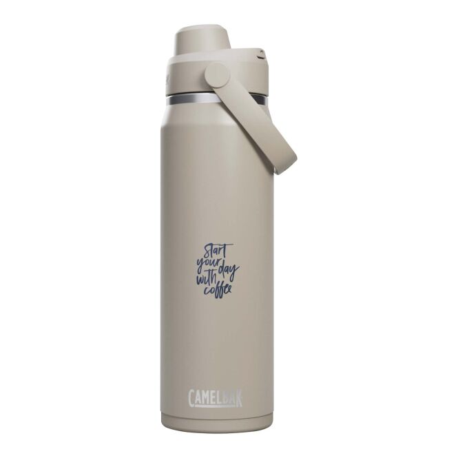 Premium-Werbegeschenk Camelbak Thrive Chug VSS mit Express-Gravur – 750 ml auslaufsicher – Hellgrau – Vakuumisolierte Trinkflasche für Firmen