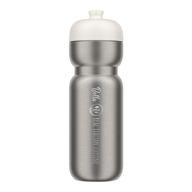 Kundengeschenk Sportflasche Mepal Pull – weiß – mit 48h Express-Gravur, 800 ml Edelstahl-Trinkflasche für den Firmenauftritt