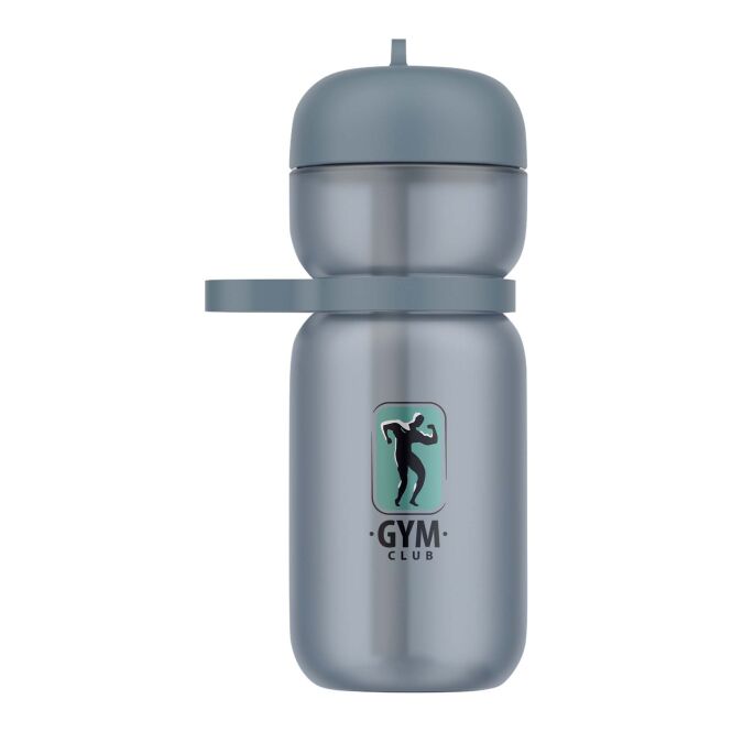 Mitarbeitergeschenk Sportflasche Mepal Flip – transparent blau – mit 48h Express-Druck 600ml auslaufsicherer Trinkbehälter
