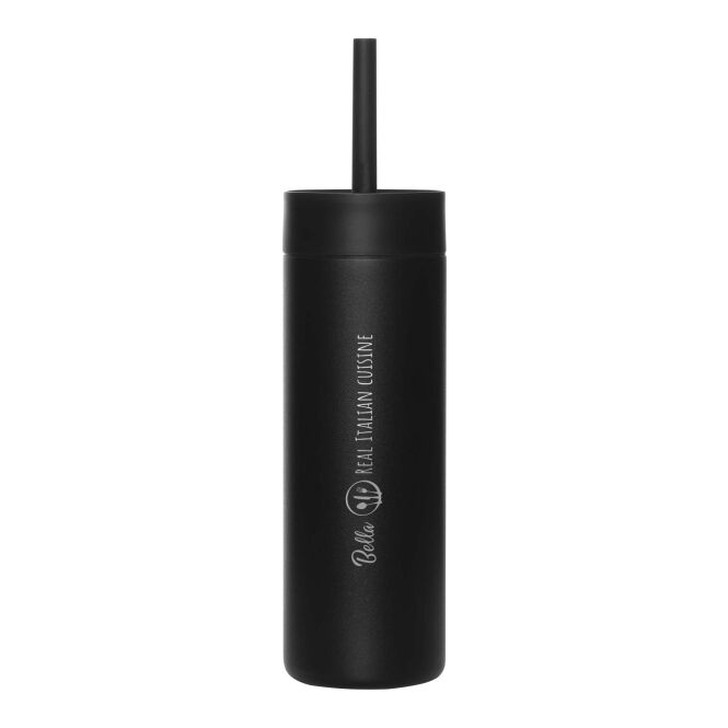Firmengeschenk MiiR Sipper 473 ml mit Express-Gravur – Schwarz – robuste Edelstahl Trinkflasche für Büro und Außeneinsatz
