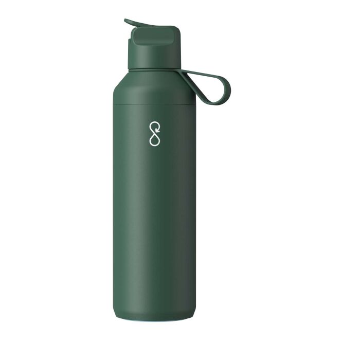 Firmengeschenk Ocean Bottle Peak GO 710 ml mit Express-Gravur – Waldgrün – isolierte Trinkflasche aus Edelstahl für Firmen