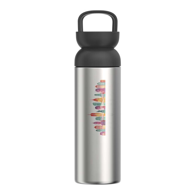Mitarbeitergeschenk Mepal Ellipse 500 ml Thermobecher mit Express-Druck – Schwarz – auslaufsicherer Isolierbecher für Büro und Reisen