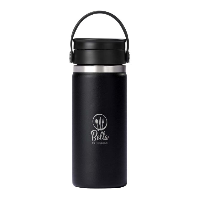 Premium-Werbegeschenk Hydro Flask Isolierbecher mit Express-Gravur – 473 ml doppelwandig – Schwarz – Thermobecher für Büro und Reisen