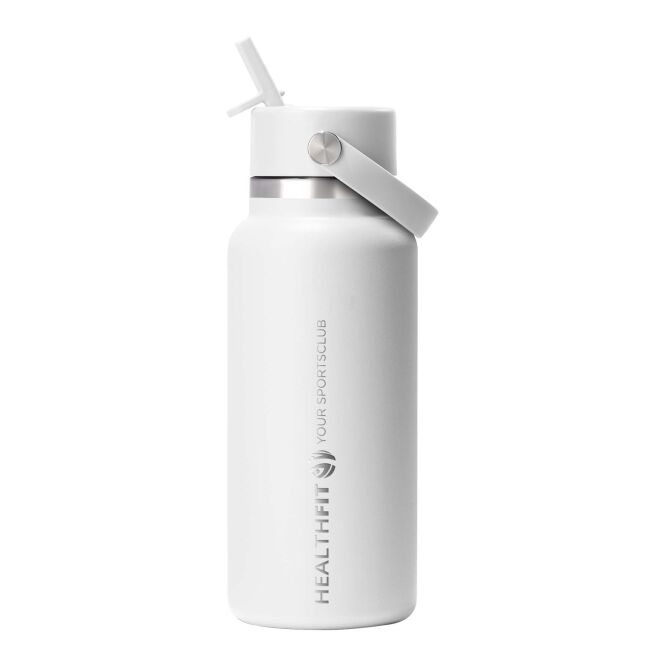 Firmengeschenk Hydro Flask Wide Mouth – weiss – mit 48h Express-Druck 946 ml Edelstahl vakuumisoliert auslaufsicher für das Mitarbeiter-Onboarding