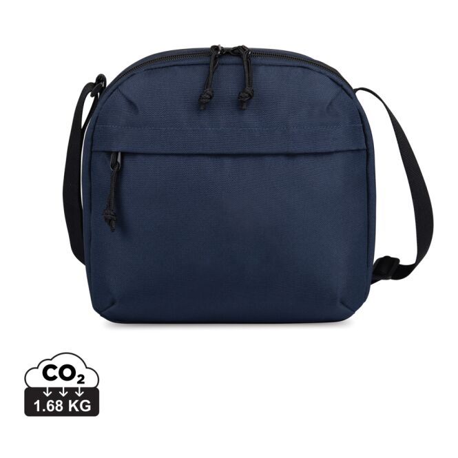 Werbeartikel Kühltasche Renew AWARE™ rPET – marineblau – mit Logo bedruckt 9 Dosen Kapazität nachhaltige isolierte Cooler Bag für Firmen-Events