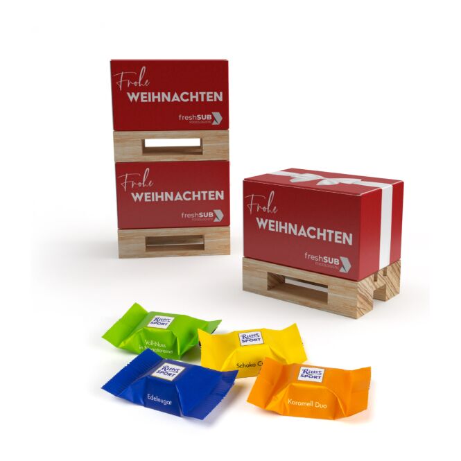 Firmengeschenk Mini-Palette – mehrfarbig – individuell mit Logodruck, ideal für Büroutensilien, originelle Verpackungsbox