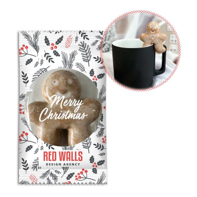 Firmengeschenk Wicklein Tassenwichtel Lebkuchen – transparent – mit Logo bedruckt als Weihnachtsgeschenk für Kunden und Mitarbeiter