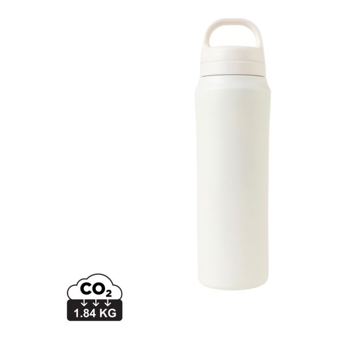 Mitarbeitergeschenk Trinkflasche Aviana Rowan – weiß – mit Logo bedruckt 470ml 18/8-Edelstahl vakuumisoliert nachhaltige Mehrwegflasche