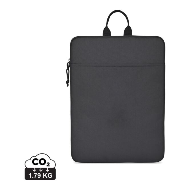 Mitarbeitergeschenk Renew rPET 16 Zoll Laptoptasche mit Logodruck – Schwarz – gepolstertes Laptopzubehör für Firmen und Businessreisen