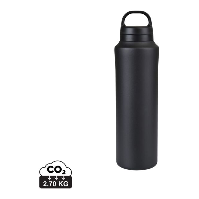 Firmengeschenk Trinkflasche Aviana Rowan – schwarz – mit individuellem Werbedruck 740ml 18/8-Edelstahl vakuumisoliert nachhaltige Mehrwegflasche