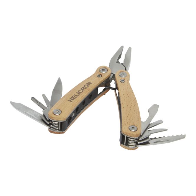 Werbeartikel Anderson Multitool mit Express-Gravur – 12 Funktionen aus Edelstahl – Natur – kompaktes Werkzeug für Firmen und Messen