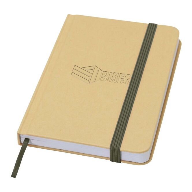 Werbeartikel Reed A6 Hardcover Notizbuch – waldgrün – mit Logo bedruckt 48h Express-Druck aus Recyclingkarton für den Büroalltag