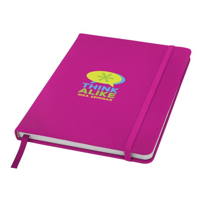Werbegeschenk Spectrum A5 Notizbuch – magenta – mit Logo bedruckt 48h Express-Druck DIN A5 für Meetings & Konferenzen