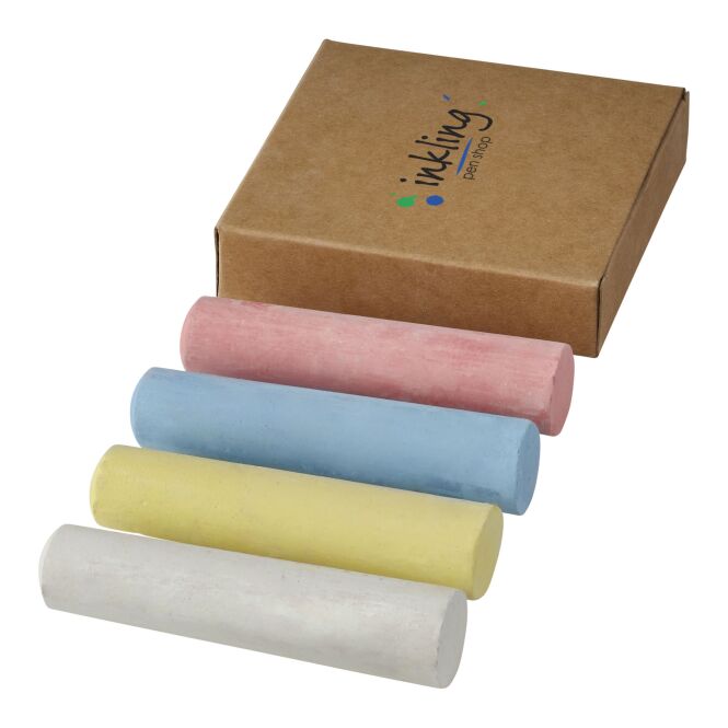 Messe-Giveaway 4-teiliges Kreideset mit Express-Logodruck – Natur – Kreativzubehör für Schulen und Institutionen