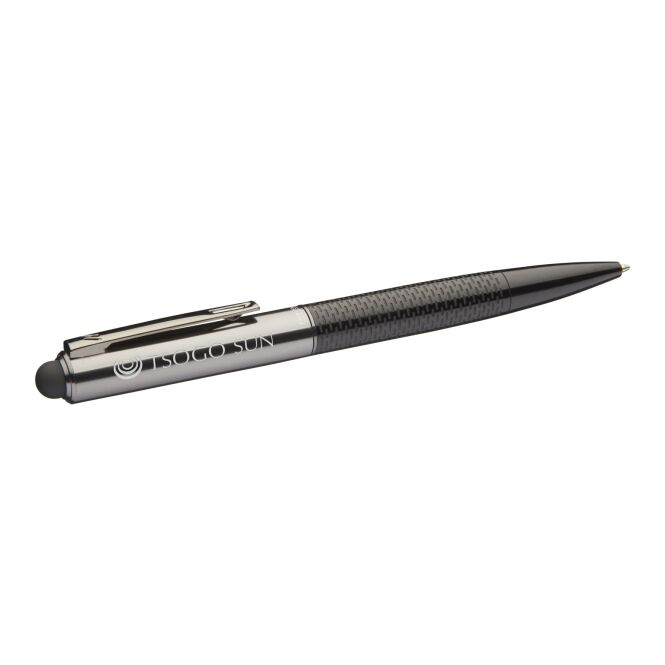 Werbeartikel Dash Stylus-Kugelschreiber aus Metall mit Express-Gravur – Schwarz – hochwertiges Schreibgerät für Messen und Büro