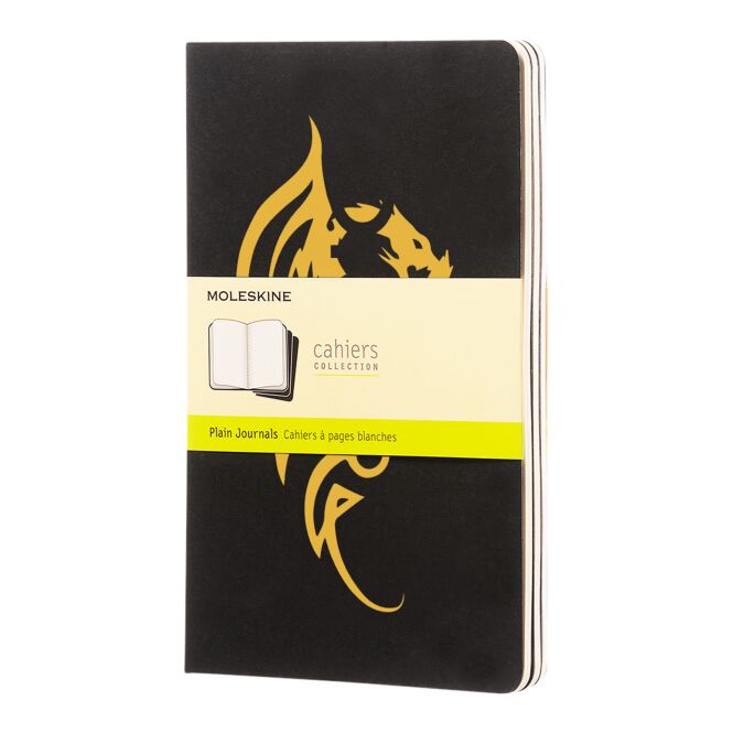 Kundengeschenk Notizbuch Moleskine Cahier Journal L – schwarz – mit Logo bedruckt 48h Express-Druck für Meetings & Konferenzen