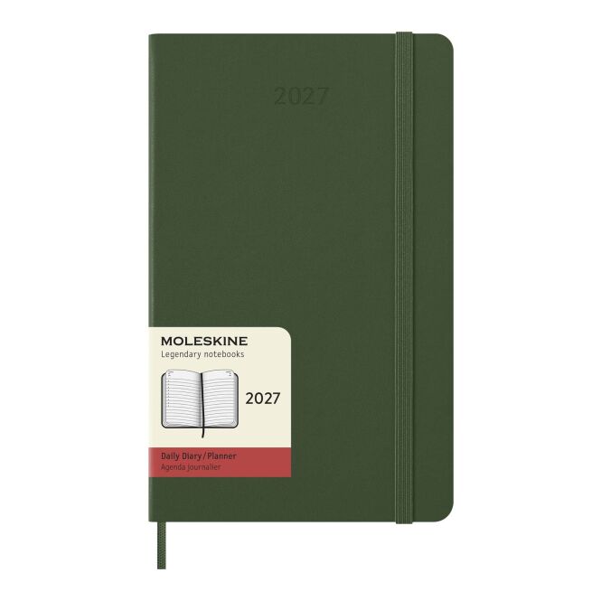 Premium-Werbeartikel Terminplaner Moleskine 2027 – myrtengrün – mit Logoprägung und 48h Express-Druck, hochwertiger Buchkalender