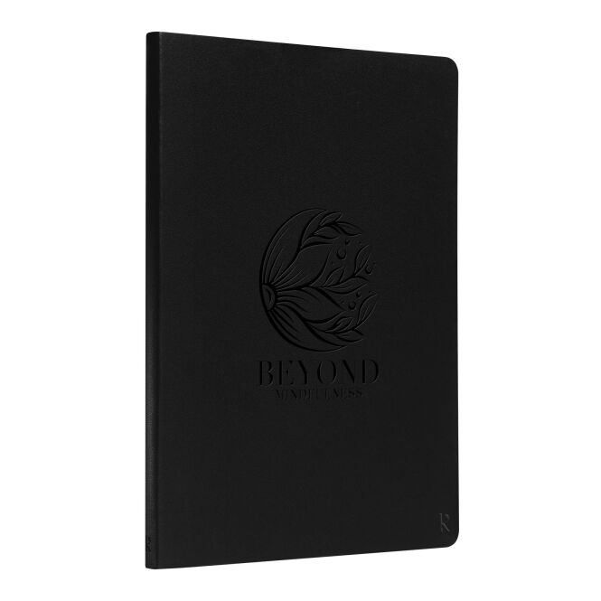 Kundengeschenk Notizbuch K'arst® A5 Hardcover – schwarz – mit Logo bedruckt 48h Express-Druck für Meetings & Konferenzen