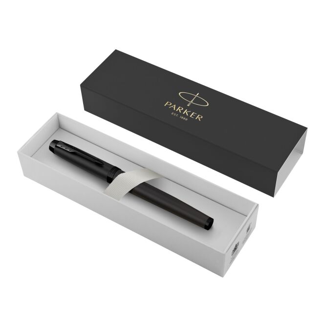 Firmengeschenk Parker IM Tintenroller mit Express-Gravur – Schwarz – hochwertiges Schreibgerät für Messen und Büro