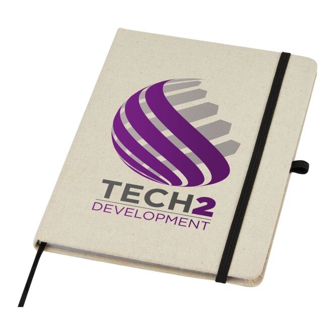 Werbeartikel Tutico Hardcover Notizbuch mit Express-Logodruck – Natural-schwarz – nachhaltiges Schreibheft für Büro und Firmenkunden