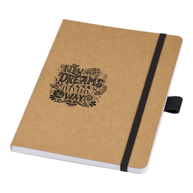 Firmengeschenk Notizbuch Berk A5 – schwarz – mit 48h Express-Werbedruck, 70g/m² Recyclingpapier, Stiftschlaufe, nachhaltiges Journal