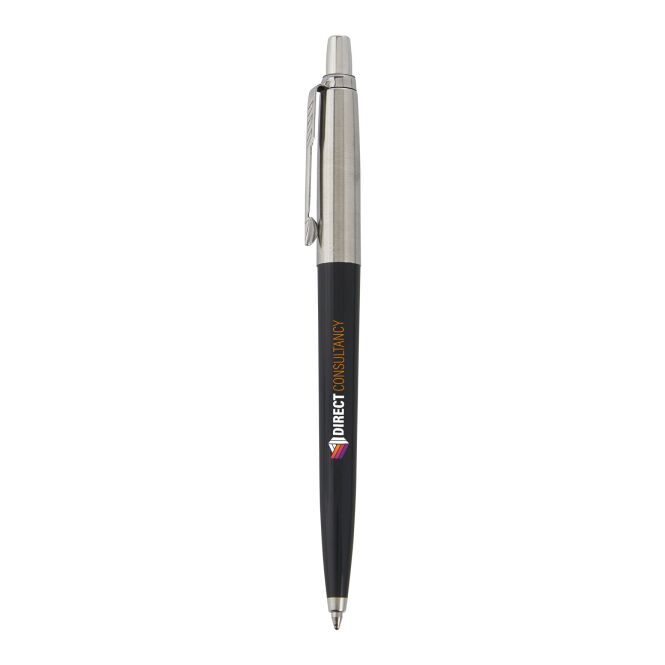 Werbeartikel Kugelschreiber Parker Jotter Recycled – schwarz – mit 48h Express-Logodruck, Gehäuse aus 100% recyceltem Kunststoff, nachhaltiges