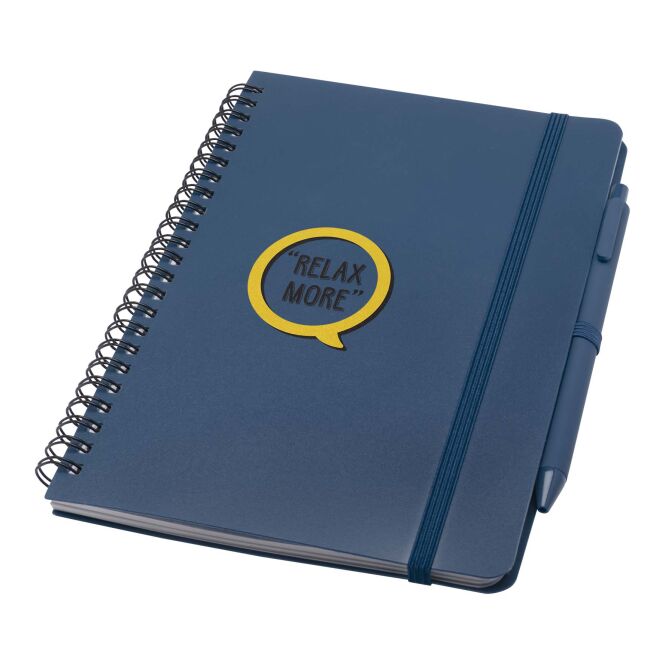 Mitarbeitergeschenk Notizbuch Thalaasa A5 – ozeanblau – mit 48h Express-Logodruck 100% rPET 80 Blatt 70g/m2 nachhaltiges Journal