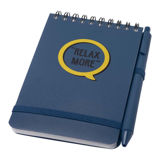Firmengeschenk Thalaasa A6 Hardcover Notizbuch – ozeanblau – mit Logo bedruckt 48h Express-Druck 2-teilig mit Kugelschreiber nachhaltig