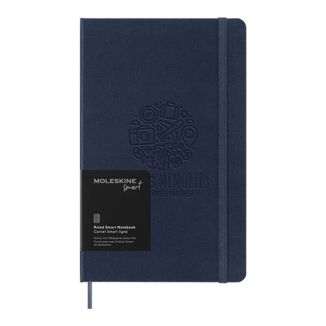 Firmengeschenk Moleskine Large Smart Notizbuch – blau – mit Logo bedruckt 48h Express-Druck A5 für Meetings & Konferenzen